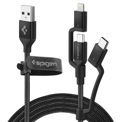 Кабель Spigen Essential C10i3 Silver USB-C+Micro-B 5-pin+USB Lightning to USB 2.0, ціна | Фото