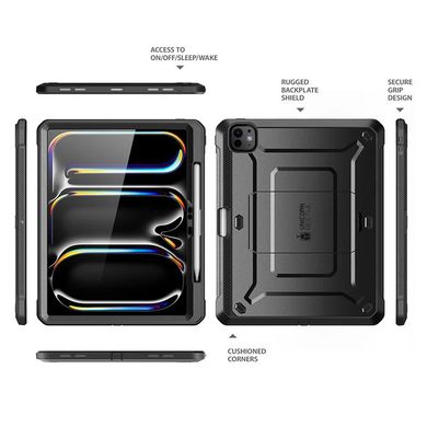 Противоударный чехол-книжка с защитой экрана SUPCASE UB Pro Full Body Case for iPad Pro 13 (2024) - Black