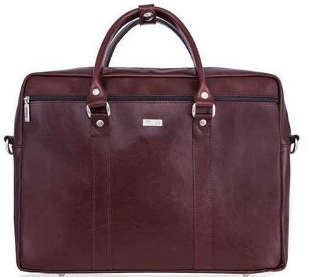 Кожаная сумка для ноутбука через плечо каштановая Solier SL03, цена | Фото