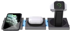 Беспроводная зарядка STR Power Base Magnetic Wireless Charger 3in1 (iPhone | Apple Watch | AirPods) - Black, цена | Фото