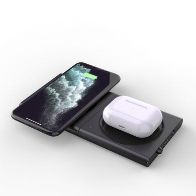 Бездротова зарядка STR Power Base Magnetic Wireless Charger 3in1 (iPhone | Apple Watch | AirPods) - Black, ціна | Фото