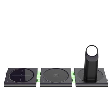 Бездротова зарядка STR Power Base Magnetic Wireless Charger 3in1 (iPhone | Apple Watch | AirPods) - Black, ціна | Фото