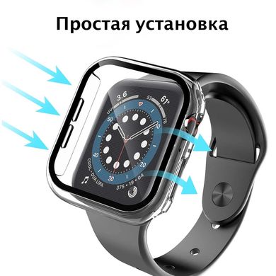 Чехол с защитным стеклом STR для Apple Watch 44 mm - Прозрачный, цена | Фото