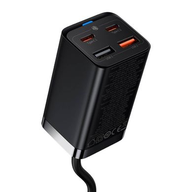 Зарядний пристрій Baseus GaN3 Pro (2xUSB Type-C | 2xUSB) 65W PD | QC4.0 + USB Type-C - USB Type-C Cable (1m) - Black (CCGP040101), ціна | Фото