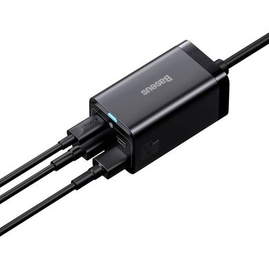 Зарядний пристрій Baseus GaN3 Pro (2xUSB Type-C | 2xUSB) 65W PD | QC4.0 + USB Type-C - USB Type-C Cable (1m) - Black (CCGP040101), ціна | Фото
