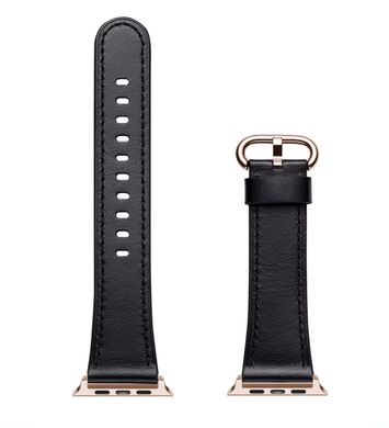 Шкіряний ремінець STR Leather Band with Runway Buckle for Apple Watch 49/42/44/45 mm - Black, ціна | Фото