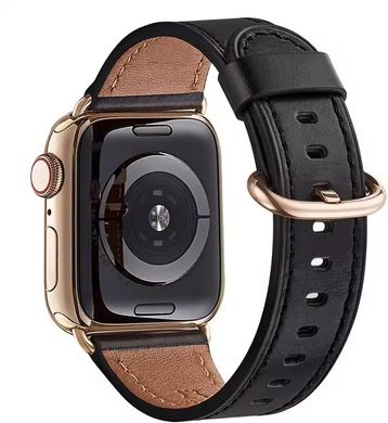 Шкіряний ремінець STR Leather Band with Runway Buckle for Apple Watch 49/42/44/45 mm - Black, ціна | Фото