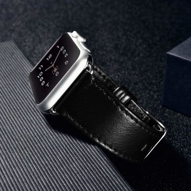 Шкіряний ремінець iCarer Real Cow Leather for Apple Watch 42/44 mm - Black (RIW118-42-BK), ціна | Фото