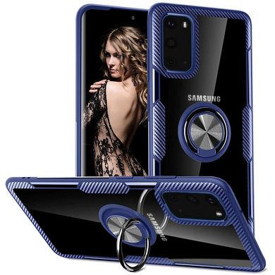 TPU+PC чохол Deen CrystalRing під магнітний тримач для Samsung Galaxy S20 - Бесцветный / Темно-Синій, ціна | Фото