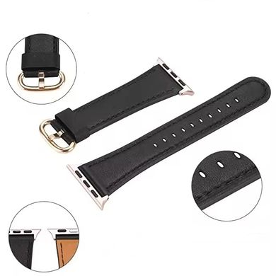 Шкіряний ремінець STR Leather Band with Runway Buckle for Apple Watch 49/42/44/45 mm - Black, ціна | Фото