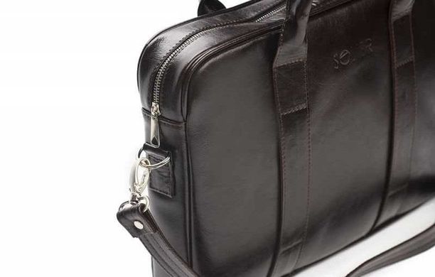 Шкіряна сумка для ноутбука EDYNBURG на ремені каштанова Solier SL20, ціна | Фото