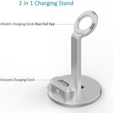 Док-станция STR 2 in 1 Multi-functional Stand for AirPods / Apple Watch - Silver, цена | Фото