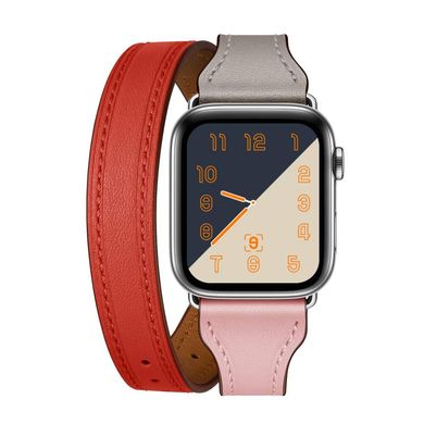 Ремешок STR Hermes Double Tour for Apple Watch 42/44/45 mm (Series SE/7/6/5/4/3/2/1) - Pink/Red, цена | Фото