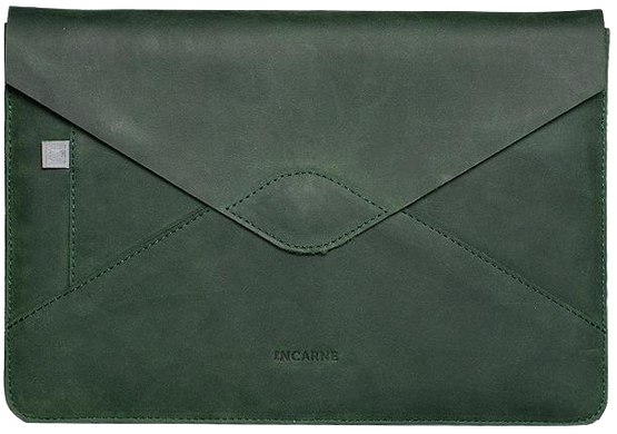 Шкіряний чохол ручної роботи INCARNE MESSAGE для MacBook Air 13 (2018-2020) | Pro 13 (2016-2022) - Зелений, ціна | Фото