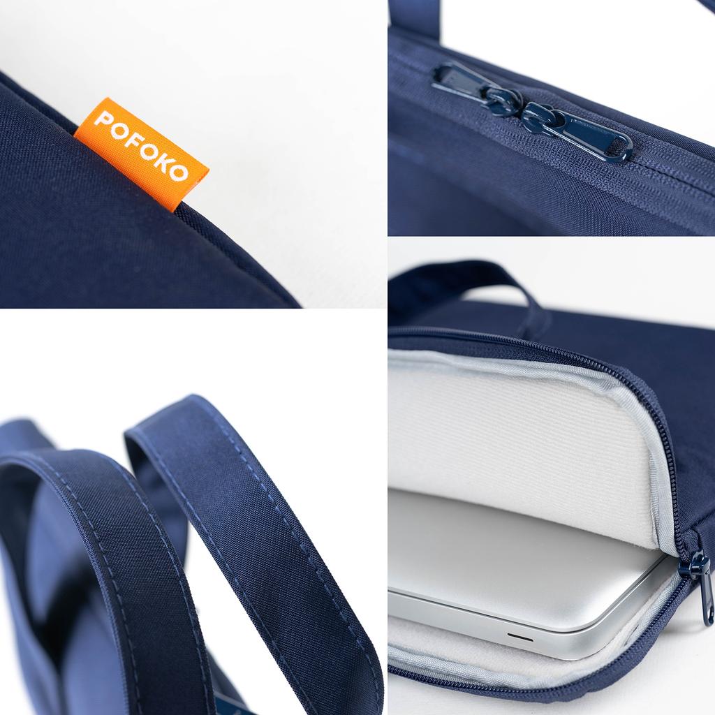 Тканинна сумка для ноутбука зі знімним ремінцем POFOKO A530 - Темно синя