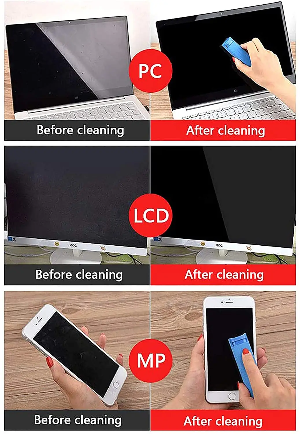 Карманный спрей c микрофиброй для чистки дисплея STR Mobile Phone Screen Cleaner - Gray