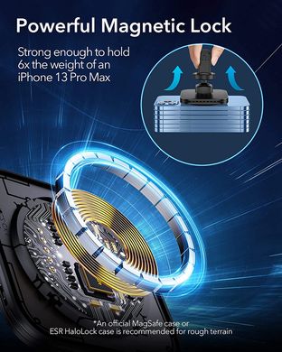 Автотримач із бездротовою зарядкою с MagSafe ESR HaloLock Magnetic Wireless Car Charger (для iPhone 12 | 13 Series) - Black, ціна | Фото