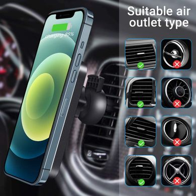 Автодержатель с беспроводной зарядкой с MagSafe STR (только для iPhone 12 | 13 Series) - Black, цена | Фото
