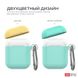 Чехол с карабином для Apple AirPods AHASTYLE Two Color Silicone Case with Carabiner for Apple AirPods - Yellow/Mint Green (AHA-01460-YYM), цена | Фото 2