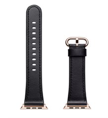 Шкіряний ремінець STR Leather Band with Runway Buckle for Apple Watch 38/40/41 mm - Black, ціна | Фото