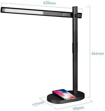 Бездротова зарядка + LED лампа MOMAX LED Desk Lamp with Wireless Charging Pad - Black, ціна | Фото