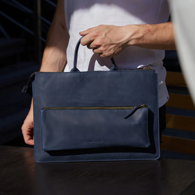 Шкіряний чохол-сумка ручної роботи INCARNE MARYLAND для MacBook Air 15 (2023-2024) М2/М3 - Синій
