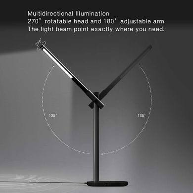 LED лампа c беспроводной зарядкой MOMAX Q.LED Desk Lamp with Wireless Charging Pad - Black, цена | Фото