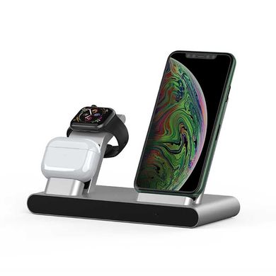 Док-станція бездротова зарядка WIWU Power Air for iPhone/Apple Watch/AirPods QI - Gray, ціна | Фото