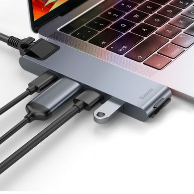 USB-Хаб Baseus Thunderbolt C 7-in-1 - Gray (CAHUB-L0G), ціна | Фото
