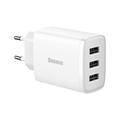 Зарядное устройство Baseus Compact 17W (3 USB) - White, цена | Фото