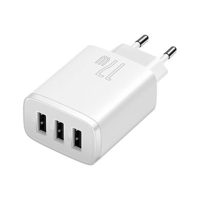 Зарядний пристрій Baseus Compact 17W (3 USB) - White, ціна | Фото