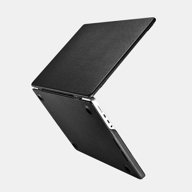 Кожаный чехол-накладка  iCarer Real Leather Woven Pattern for MacBook Pro 14 (2021 | 2023) M1 | M2 | M3 - Black, цена | Фото