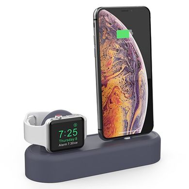 Силиконовая подставка AHASTYLE Silicone Stand 2 in 1 for Apple Watch and iPhone - Pink (AHA-01560-PNK), цена | Фото