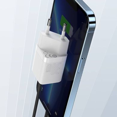 Зарядний пристрій Baseus GaN3 Fast Charger 30W (1 Type-C) - White, ціна | Фото