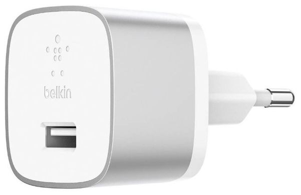 Мережевий зарядний пристрій Belkin Home Quick Charger (18W) USB 3.0A, USB-C, 1.2m, silver, ціна | Фото