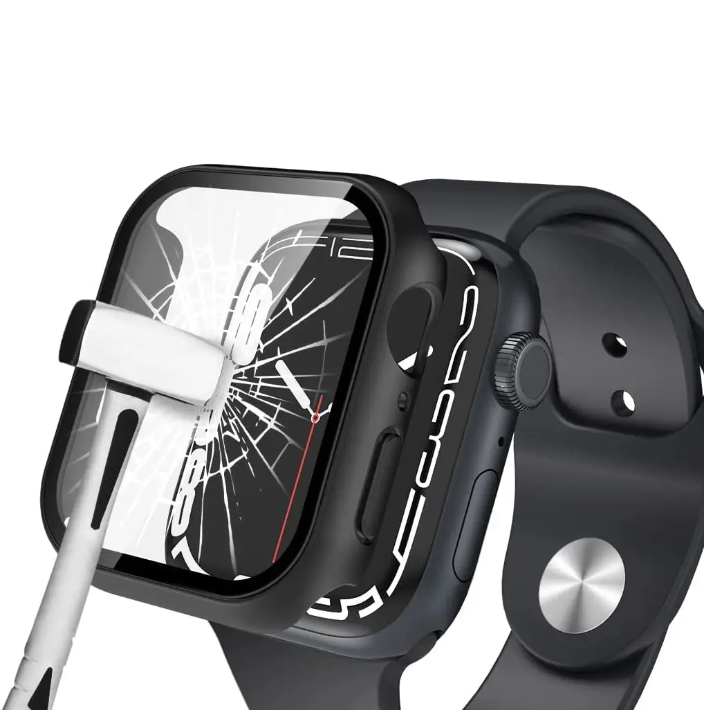Чехол с защитным стеклом STR для Apple Watch 41 mm (Series 7) - Black