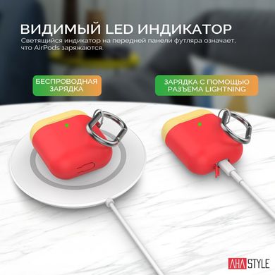 Чохол з карабіном для Apple AirPods AHASTYLE Two Color Silicone Case with Carabiner for Apple AirPods - Yellow/Mint Green (AHA-01460-YYM), ціна | Фото