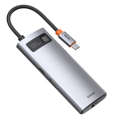 USB-Хаб Baseus Metal Gleam Multifunctional 6-in-1 Type-C - Gray (CAHUB-CW0G), цена | Фото