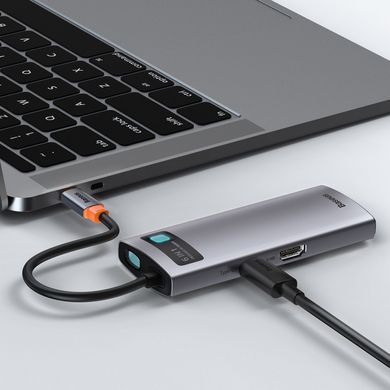 USB-Хаб Baseus Metal Gleam Multifunctional 6-in-1 Type-C - Gray (CAHUB-CW0G), ціна | Фото