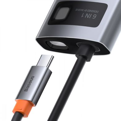 USB-Хаб Baseus Metal Gleam Multifunctional 6-in-1 Type-C - Gray (CAHUB-CW0G), цена | Фото