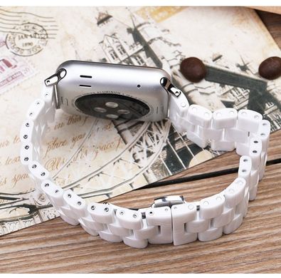 Керамічний ремінець STR 3-Bead Ceramic Band for Apple Watch 42/44/45 mm (Series SE/7/6/5/4/3/2/1) - White, ціна | Фото