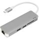 Адаптер WIWU Adapter T4 USB-C to RJ45+SD+2xUSB3.0 HUB - Gray (T4-GRAY), цена | Фото