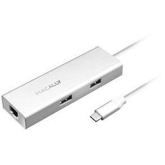 Адаптер Macally мульти портовый (4 в 1) с USB-C 3.1 порта на 2 порта USB-A 3.0 / два USB-C порта, один зарядный (100W) / 4K HDMI порт / Gigabit Ethernet порт, алюминий (UCDOCK), цена | Фото