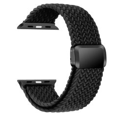 Тканинний ремінець STR Braided with Magnetic Buckle for Apple Watch 49/42/44/45 mm - Black, ціна | Фото