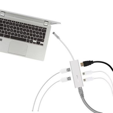 Адаптер Macally USB-C to 2x USB-A/USB-C/4K HDMI/Ethernet - Silver (UCDOCK), ціна | Фото