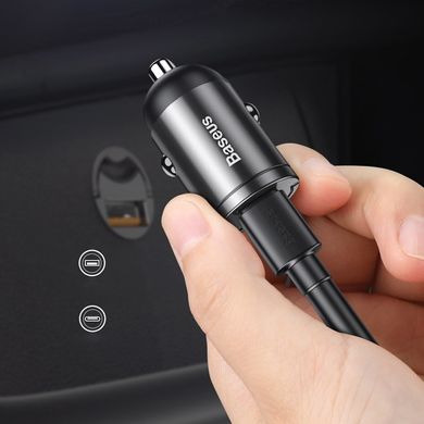 Автомобильное зарядное устройство Baseus Tiny Star Mini USB port 30W Quick Car Charger - Black (VCHX-A0G), цена | Фото