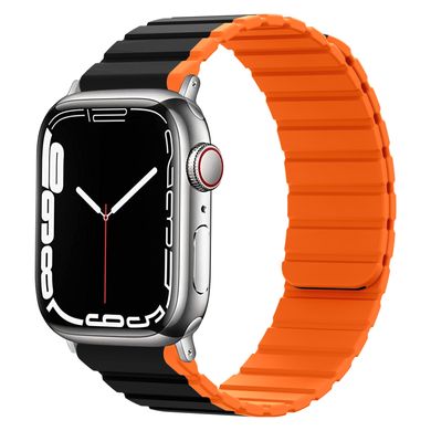 Силиконовый магнитный ремешок STR MagStrap для Apple Watch 49/42/44/45 mm - Black/Orange, цена | Фото