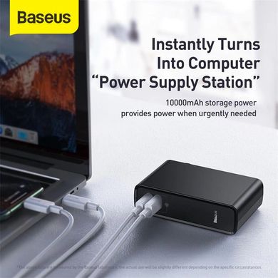 Зарядний пристрій с PowerBank Baseus Power Station 2 in 1 10000 mAh 45W + Cable Type-C to Type-C 60W (1m) (black), ціна | Фото
