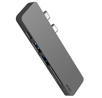 Переходник WIWU T8 Lite (2xUSB 3.0 / SD / MicroSD / Type-C) - Silver, цена | Фото