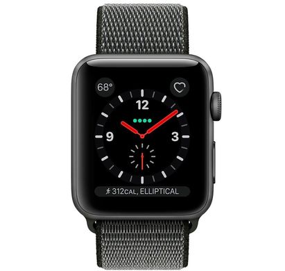 Apple Watch Series 3 (GPS + LTE) 38mm Space Gray Aluminum Case with Dark Olive Sport Loop, цена | Фото
